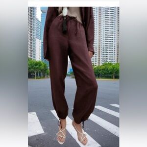 Zara 100% Linen puffy pants